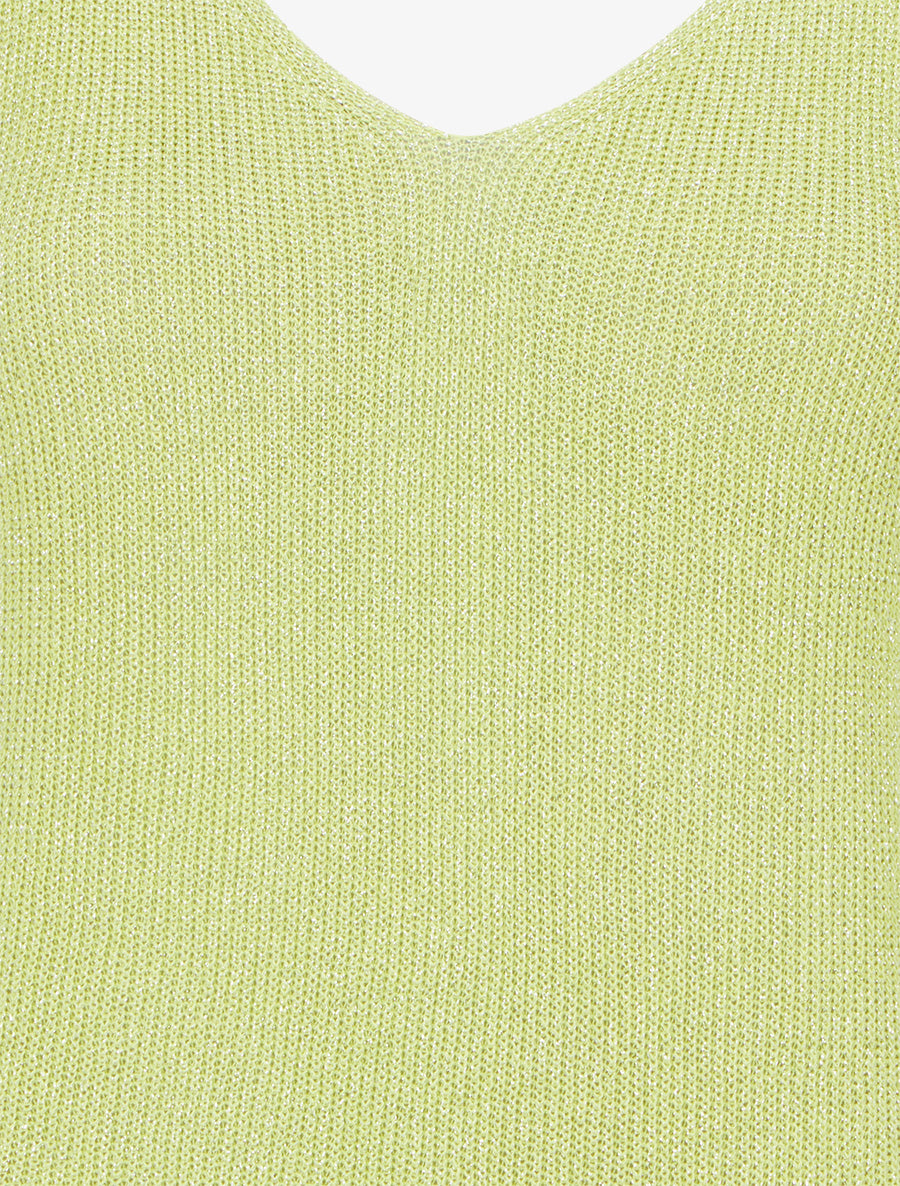 Débardeur à col V en maille irisée - Jaune anis - 3