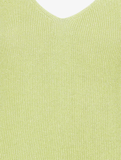 Débardeur à col V en maille irisée - Jaune anis - 3