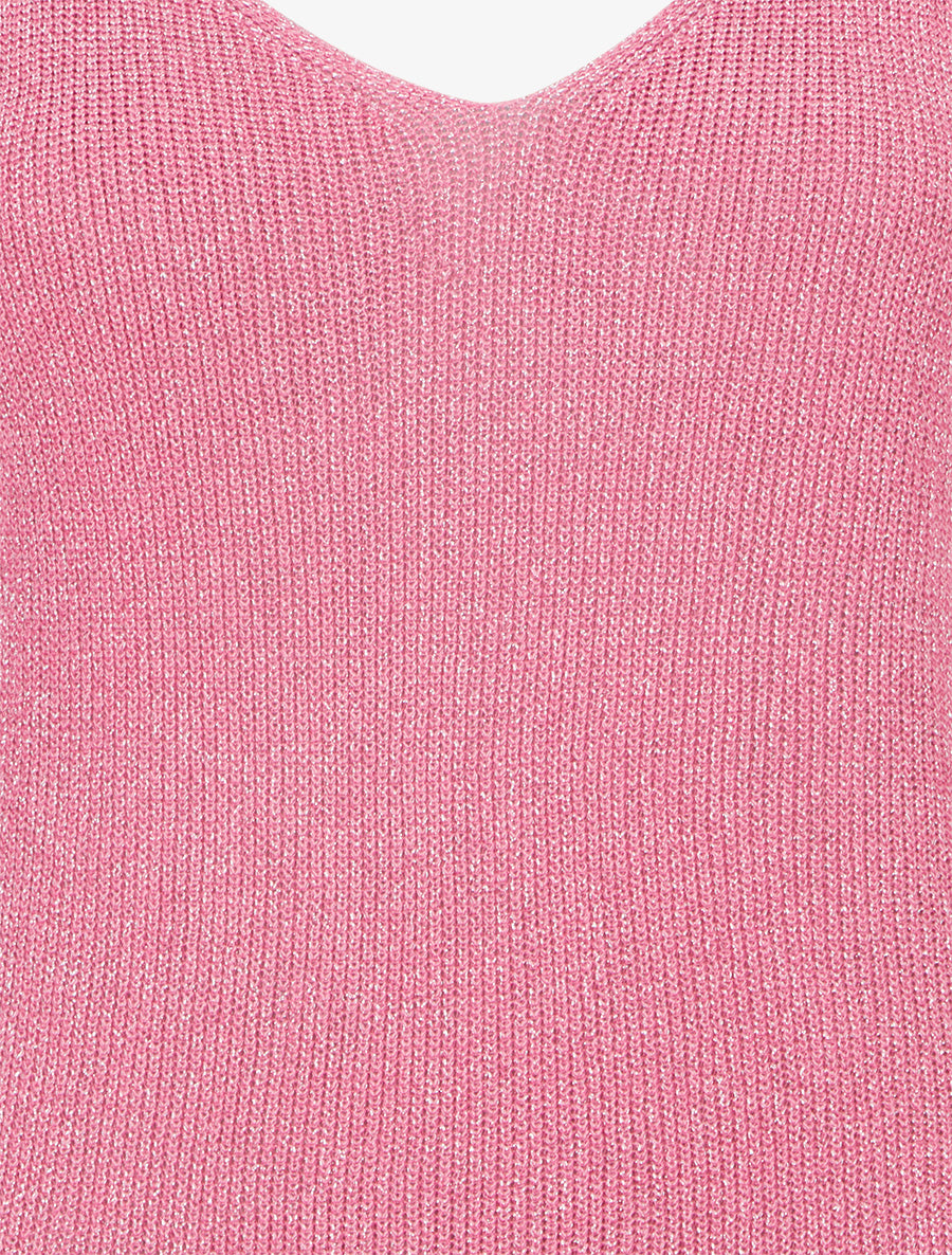 Débardeur à col V en maille irisée - Rose bonbon - 3