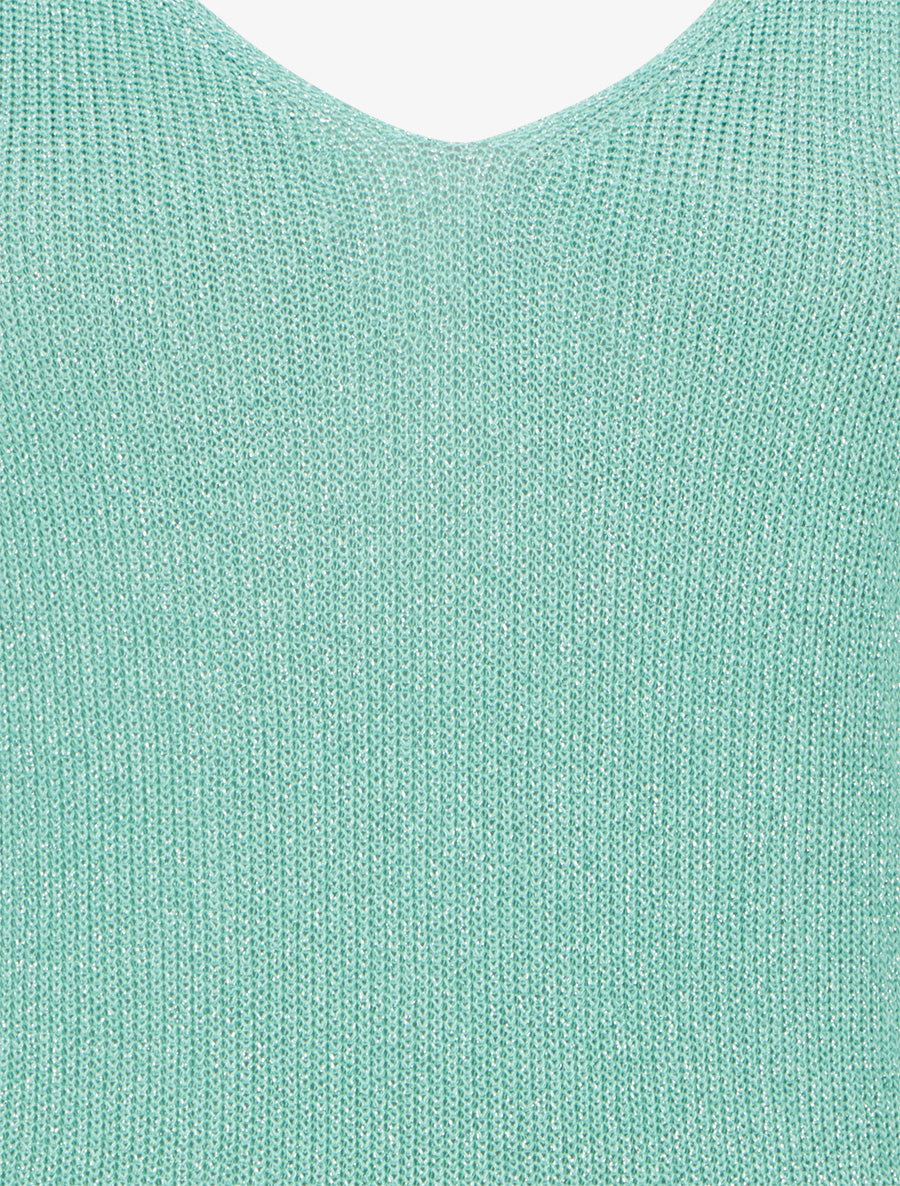 Débardeur à col V en maille irisée - Turquoise - 3