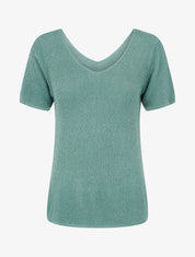 Top manches courtes en maille irisée - Vert d&