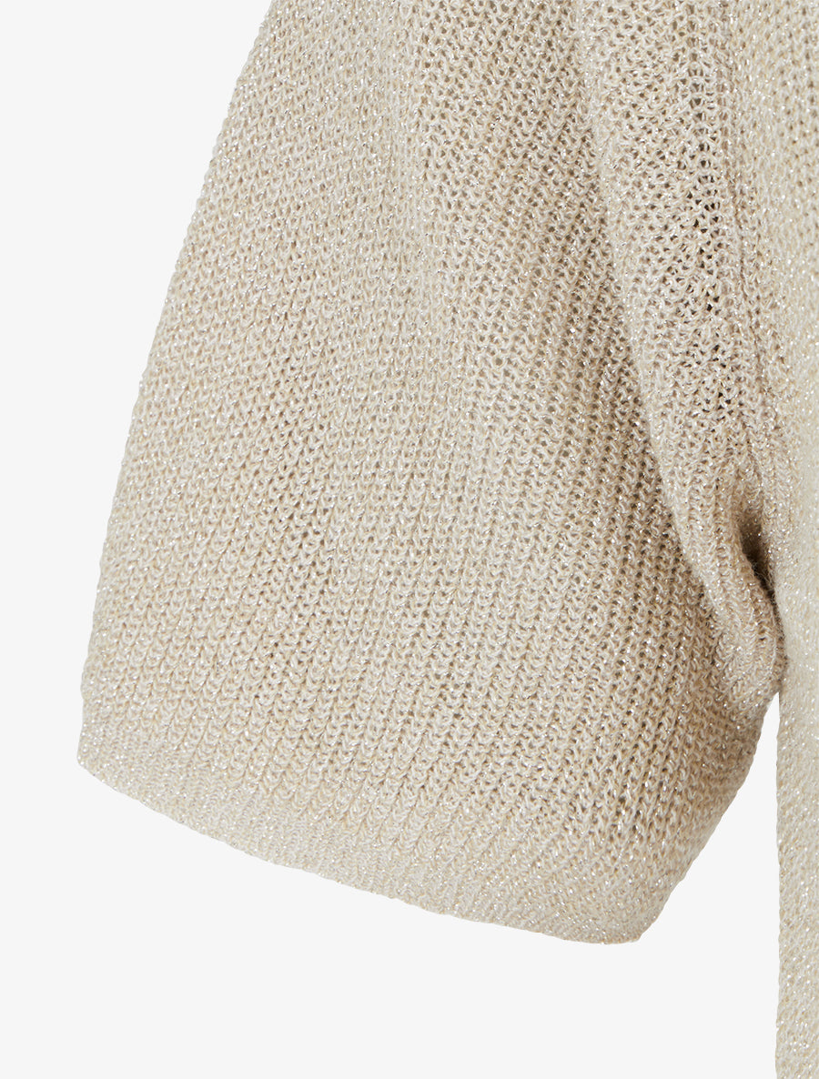 Top manches courtes en maille irisée - Beige - 3