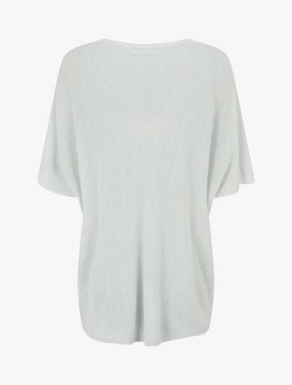 Top oversize en maille fine irisée - Blanc - 2
