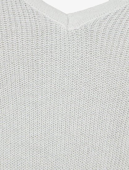 Top oversize en maille fine irisée - Blanc - 3