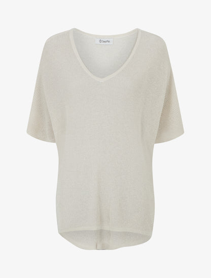 Top oversize en maille fine irisée - Écru - 1