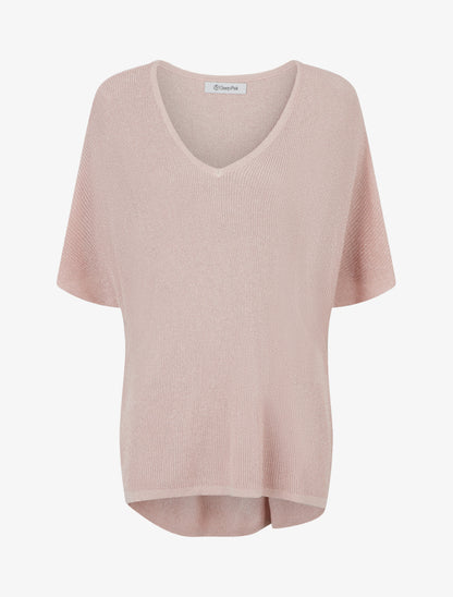 Top oversize en maille fine irisée - Rose pâle - 1