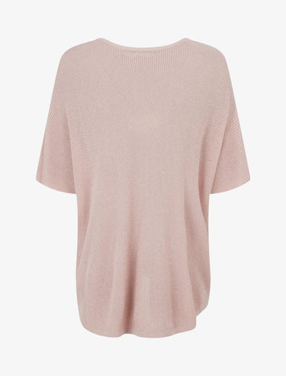 Top oversize en maille fine irisée - Rose pâle - 2
