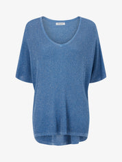 Top oversize en maille fine irisée - Bleu - 1