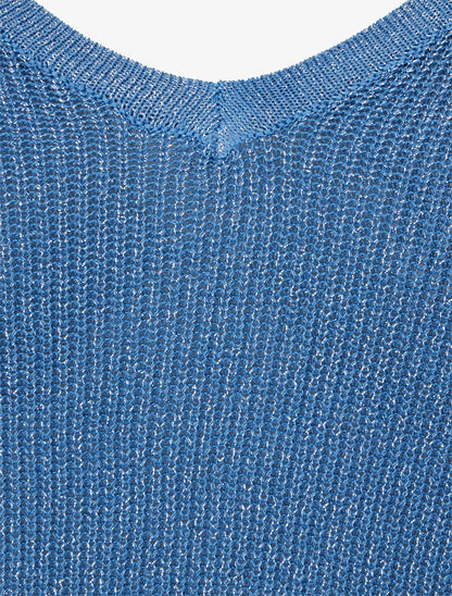 Top oversize en maille fine irisée - Bleu - 3