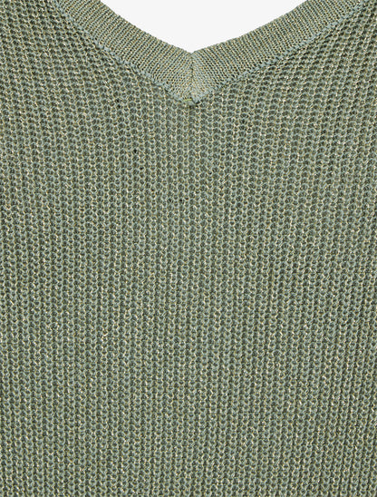 Top oversize en maille fine irisée - Kaki - 3
