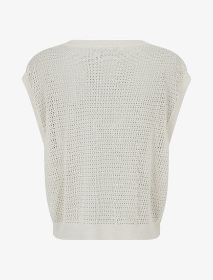 Top filet de pêche en maille irisée - Écru - 2