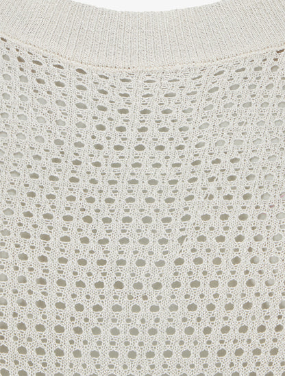 Top filet de pêche en maille irisée - Écru - 3
