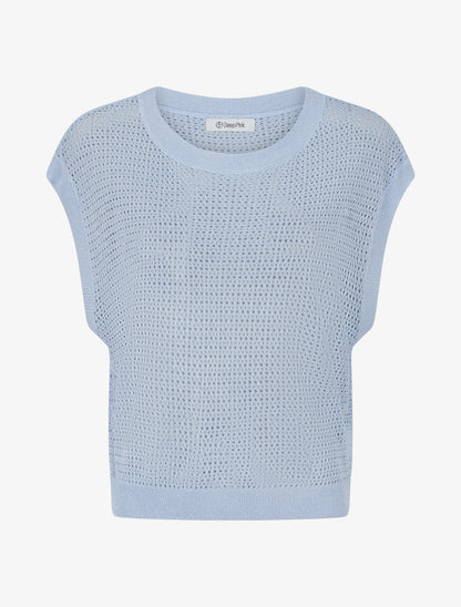 Top filet de pêche en maille irisée - Bleu ciel - 1
