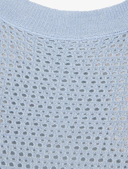 Top filet de pêche en maille irisée - Bleu ciel - 3