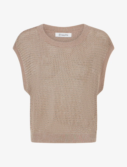 Top filet de pêche en maille irisée - Taupe - 1