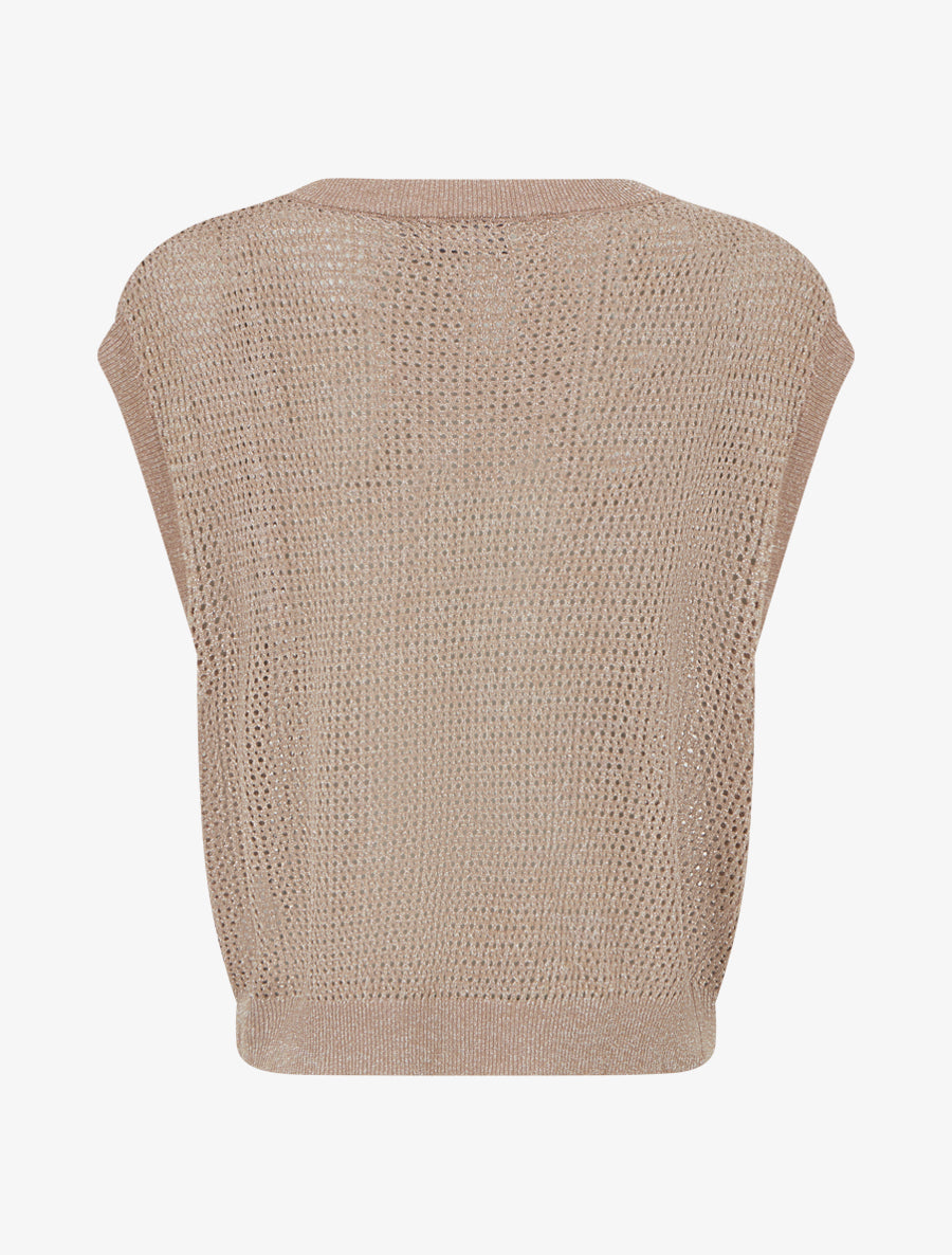Top filet de pêche en maille irisée - Taupe - 2