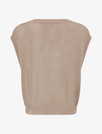 Top filet de pêche en maille irisée - Taupe - 2