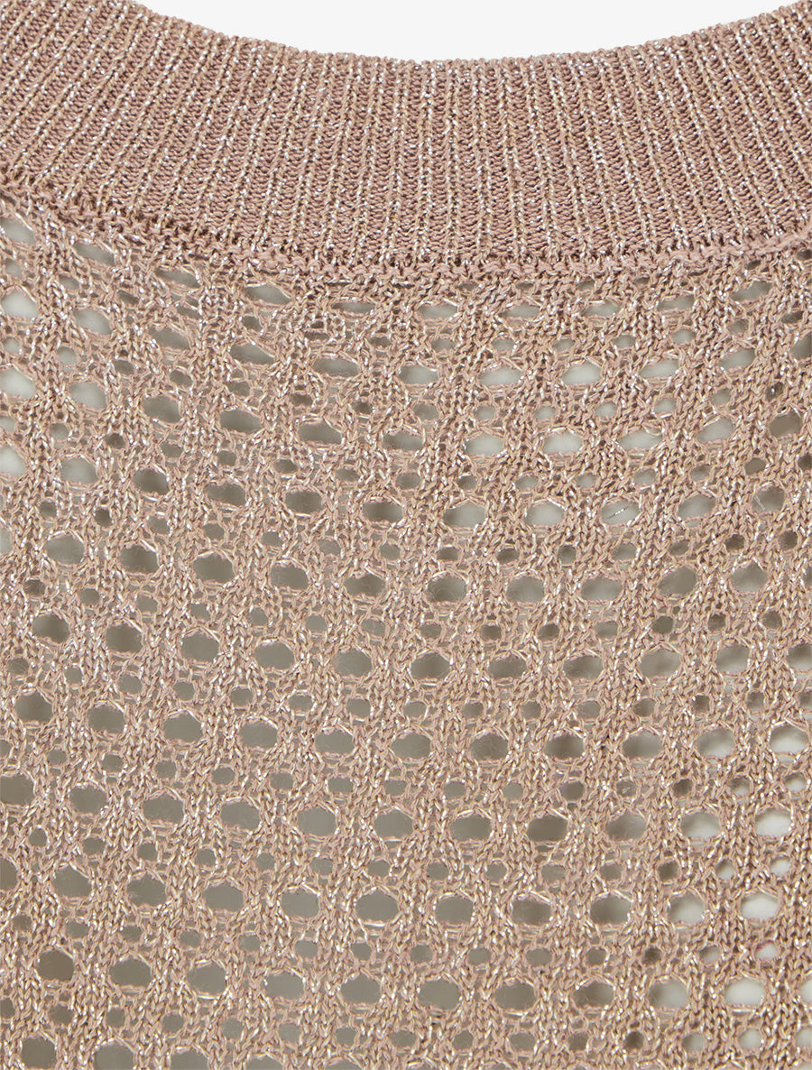 Top filet de pêche en maille irisée - Taupe - 3