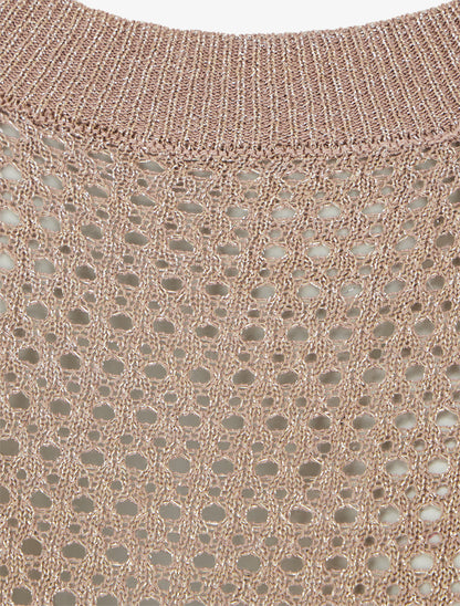 Top filet de pêche en maille irisée - Taupe - 3