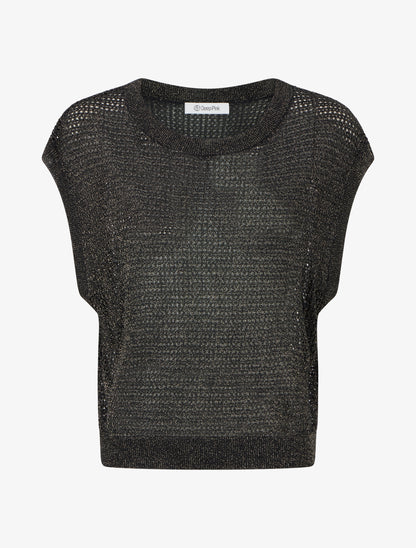 Top filet de pêche en maille irisée - Noir - 1