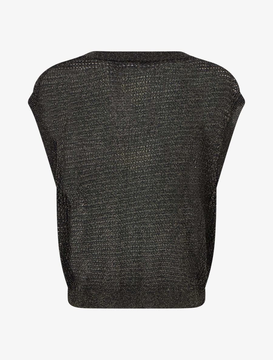 Top filet de pêche en maille irisée - Noir - 2