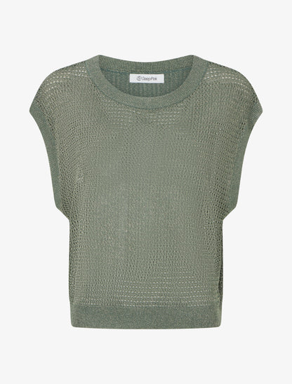Top filet de pêche en maille irisée - Kaki - 1