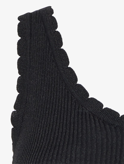 Débardeur festonné en maille irisée - Noir - 3