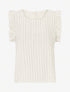 Top droit rayé à mancherons - Beige/noir - 1