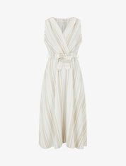 Robe en lin à rayures - Beige/sable - 1