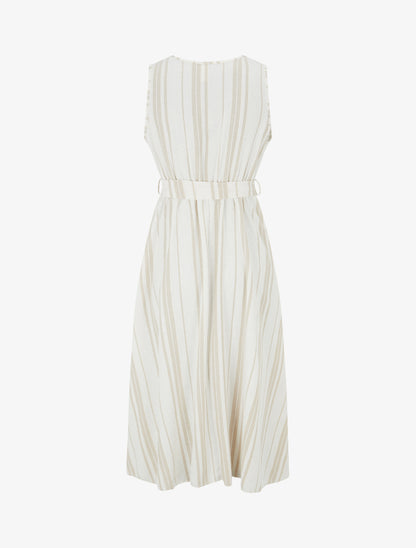 Robe en lin à rayures - Beige/sable - 2