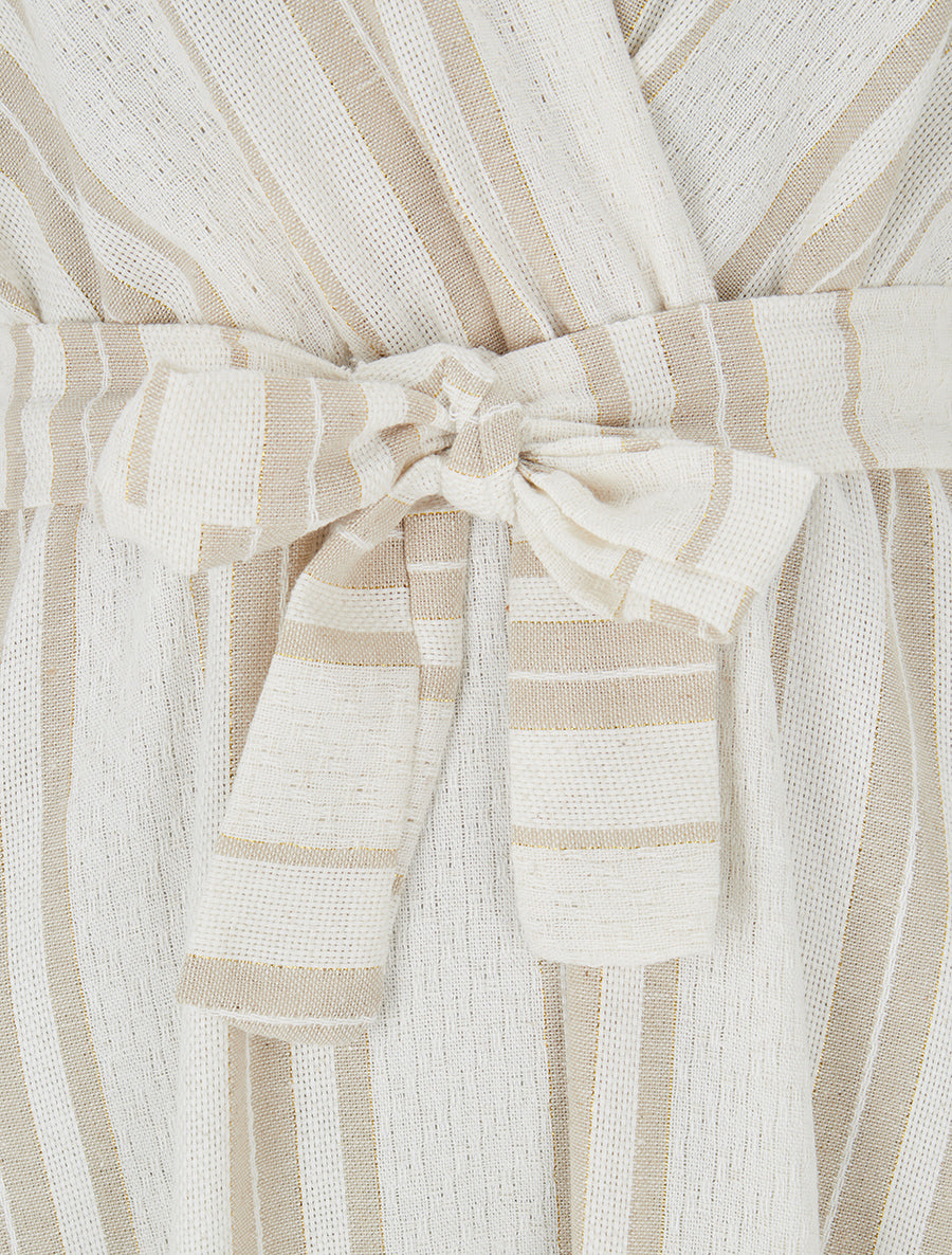 Robe en lin à rayures - Beige/sable - 3