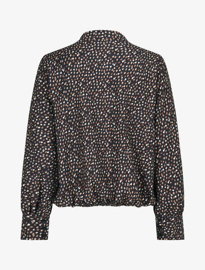 Blouse cache-coeur imprimé pois - Noir - 2