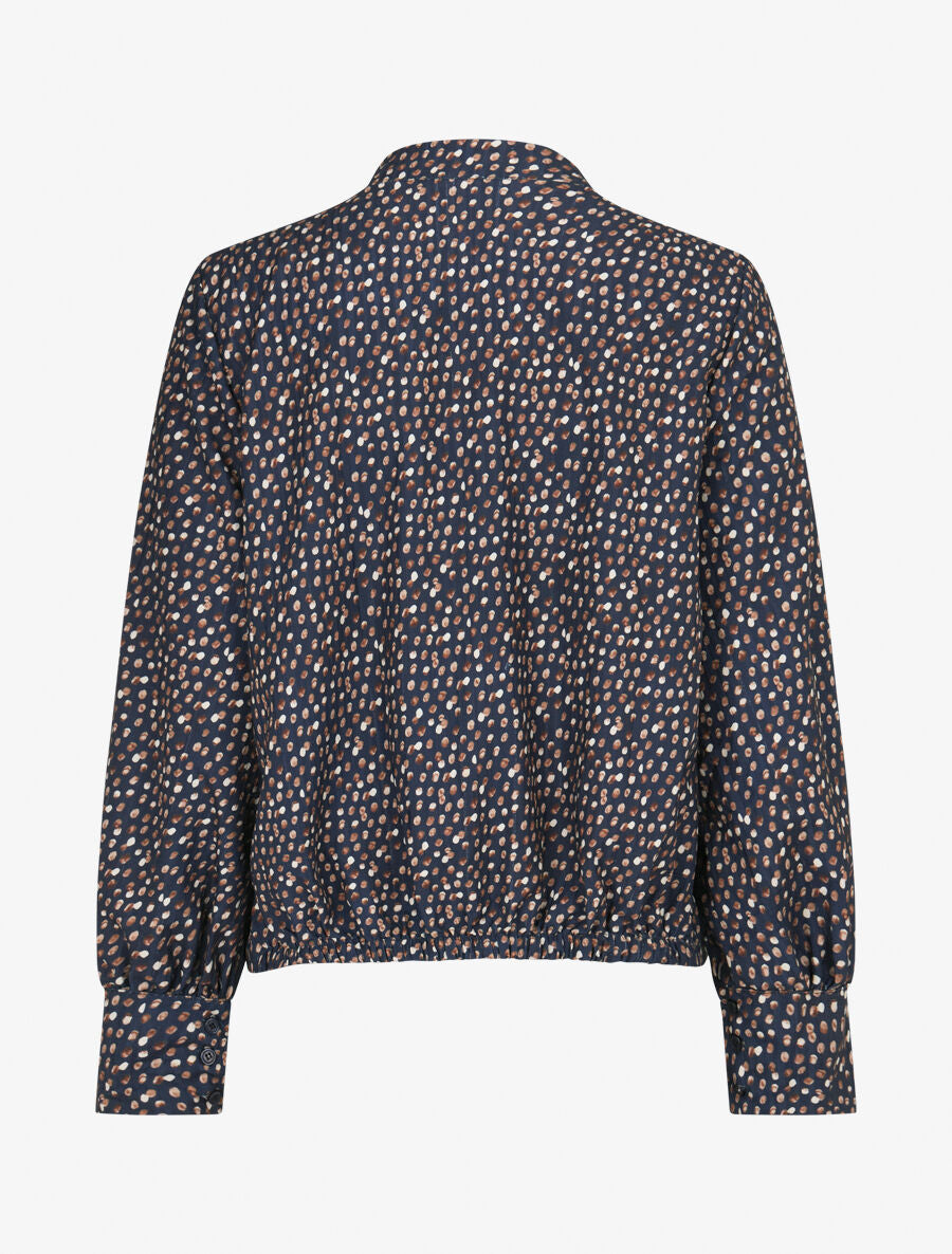 Blouse cache-coeur imprimé pois - Marine - 2