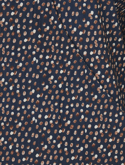 Blouse cache-coeur imprimé pois - Marine - 3