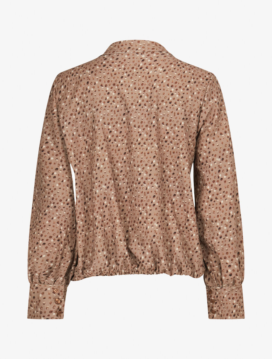 Blouse cache-coeur imprimé pois - Taupe - 2