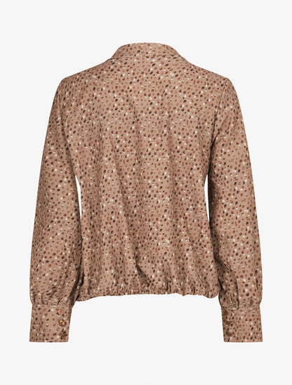 Blouse cache-coeur imprimé pois - Taupe - 2