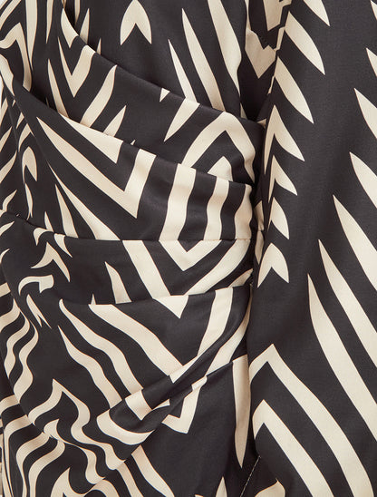 Robe portefeuille imprimé graphique - Brun foncé - 3