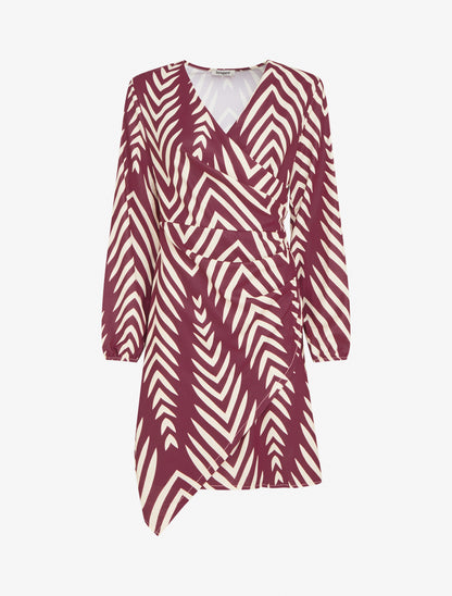 Robe portefeuille imprimé graphique - Prune - 1