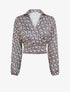 Crop-top cache-coeur satiné imprimé 70&