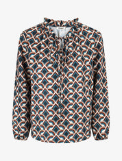 Blouse fluide à imprimé graphique - Bleu canard - 4