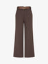 Pantalon droit uni taille haute - Marron - 1