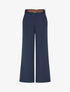 Pantalon droit uni taille haute - Marine - 1