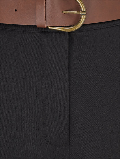 Pantalon droit uni taille haute - Noir - 3