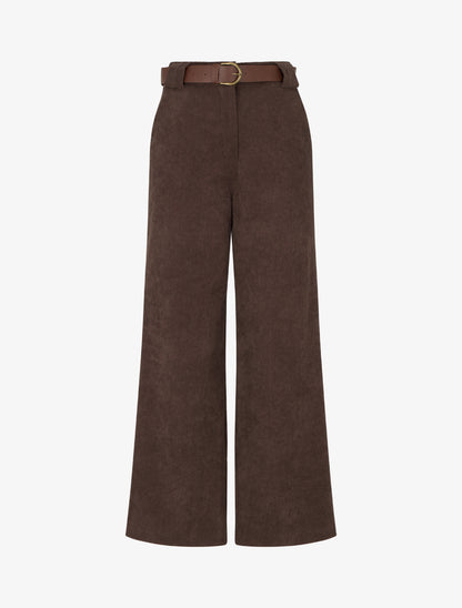 Pantalon droit en velours côtelé - Marron - 1