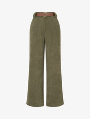 Pantalon droit en velours côtelé - Kaki - 1
