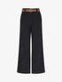 Pantalon ceinturé taille haute en velours côtelé - Noir - 1
