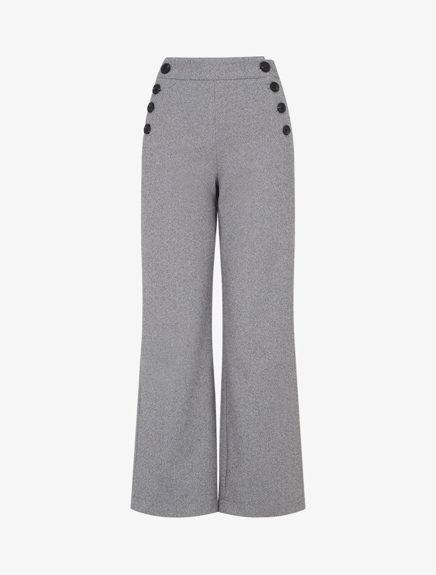 Pantalon à pont droit imprimé chevron - Gris - 1