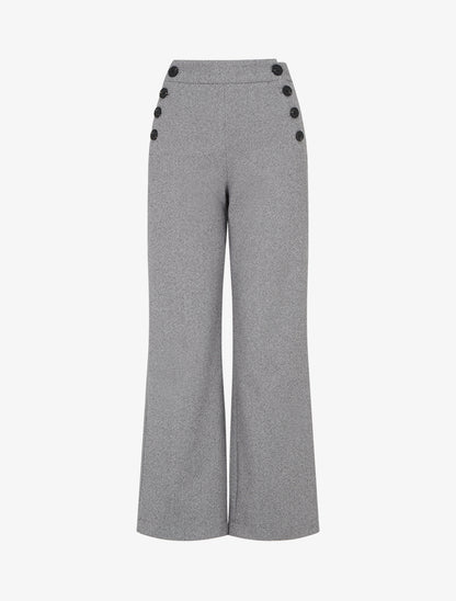 Pantalon à pont droit imprimé chevron - Gris - 1