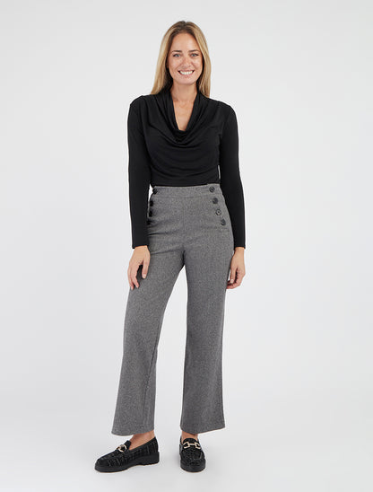 Gerade Marlenehose mit Zickzack-Print. - Grau