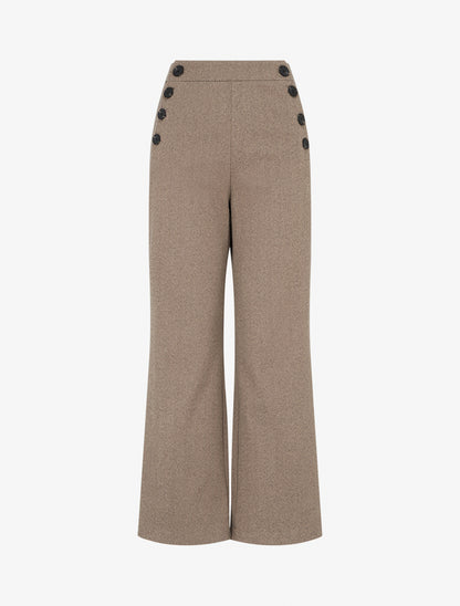 Pantalon à pont droit imprimé chevron - Beige - 1